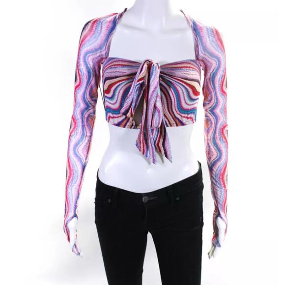 AFRM Cordelia Multi Wave Mesh Psychedelic Rave Festival Top NWT XL - Picture 7 of 11